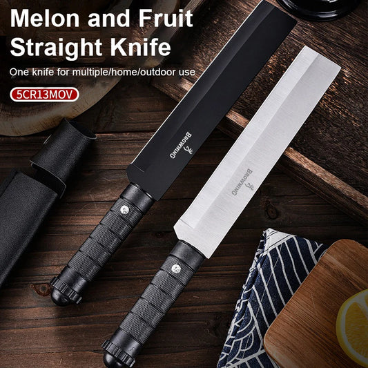 Men's Camping Hiking Fruit Knife Edc Portable Knife with Wooden Handle Non-Slip Pocket Knife