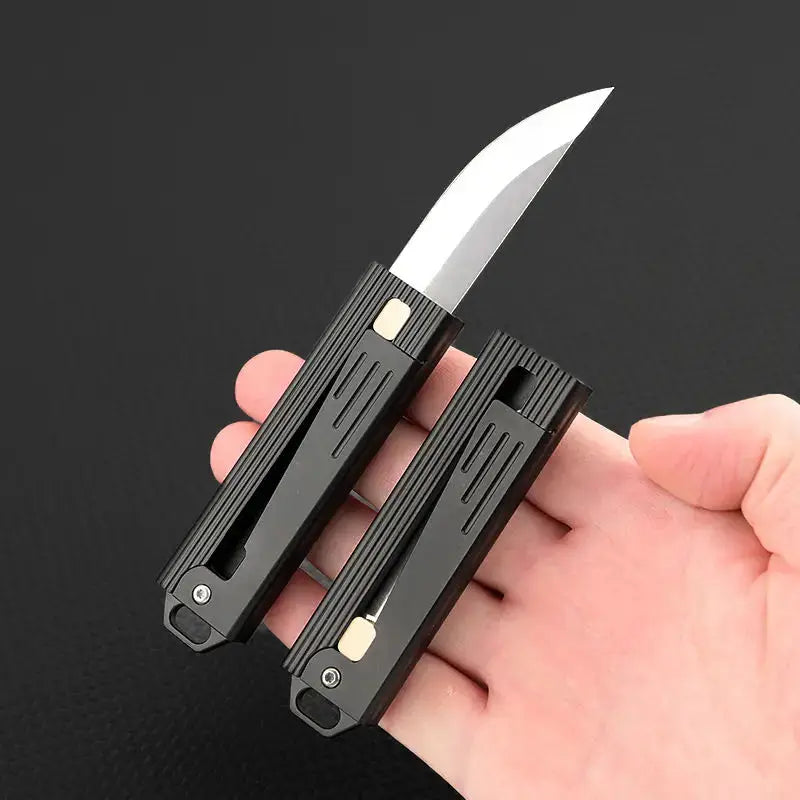 Mini D2 fixed blade, aluminum handle knife, EDC outdoor portable box opener, fruit knife, suitable for travel, barbecue