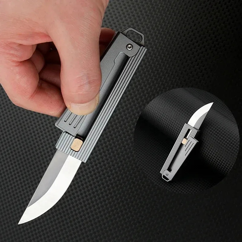 Mini D2 fixed blade, aluminum handle knife, EDC outdoor portable box opener, fruit knife, suitable for travel, barbecue