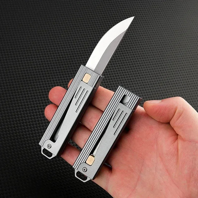 Mini D2 fixed blade, aluminum handle knife, EDC outdoor portable box opener, fruit knife, suitable for travel, barbecue