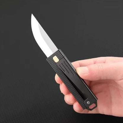 Mini D2 fixed blade, aluminum handle knife, EDC outdoor portable box opener, fruit knife, suitable for travel, barbecue