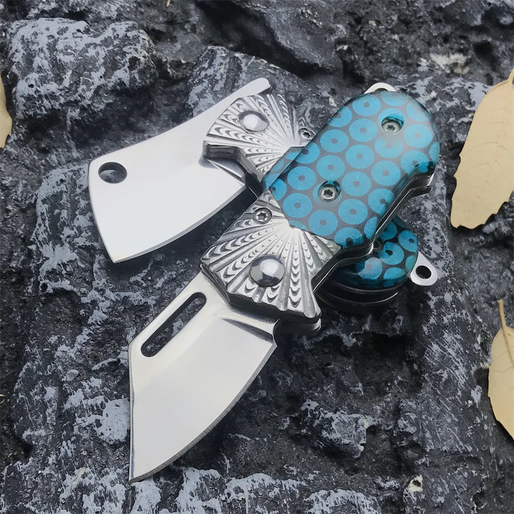 Mini Keychain Pocket Folding Knife 440C Mirror Blade 420 Steel+Resin Handle Outdoor Neck Chain Knives Camping Hunting Fruit Tool