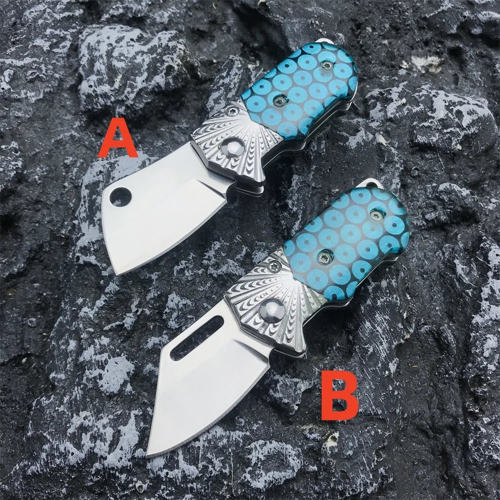 Mini Keychain Pocket Folding Knife 440C Mirror Blade 420 Steel+Resin Handle Outdoor Neck Chain Knives Camping Hunting Fruit Tool