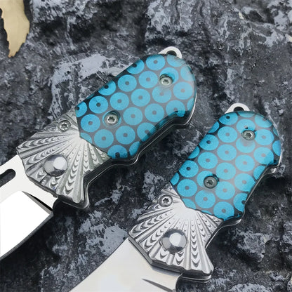 Mini Keychain Pocket Folding Knife 440C Mirror Blade 420 Steel+Resin Handle Outdoor Neck Chain Knives Camping Hunting Fruit Tool