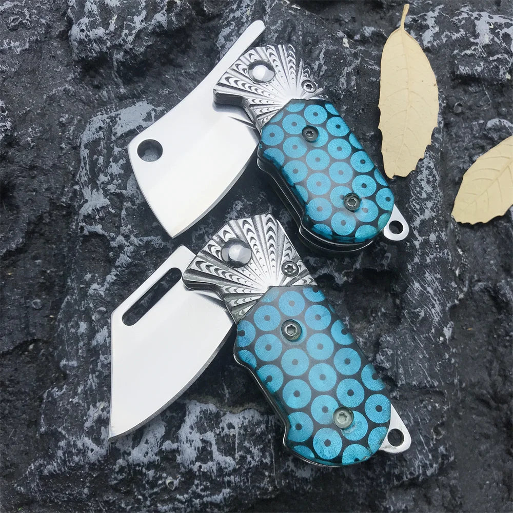 Mini Keychain Pocket Folding Knife 440C Mirror Blade 420 Steel+Resin Handle Outdoor Neck Chain Knives Camping Hunting Fruit Tool