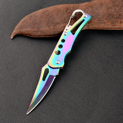 Outdoor Mini Keychain Knife Portable Paring Folding Knife Tactical Survival Knife for Hunting Camping Fishing Fruit Cutting Tool