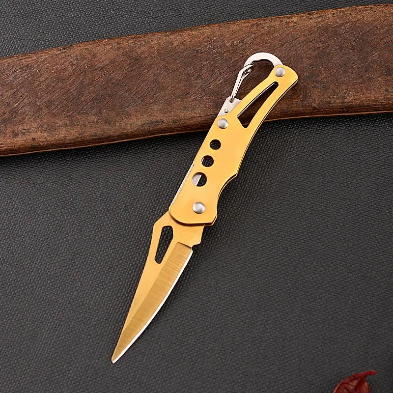 Outdoor Mini Keychain Knife Portable Paring Folding Knife Tactical Survival Knife for Hunting Camping Fishing Fruit Cutting Tool