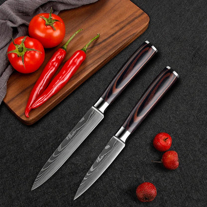 Kitchen Knife Boning Butcher Knife Damascus Pattern Stanless Steel Japanese Santoku Knife Cleaver Slicing Utility Knife