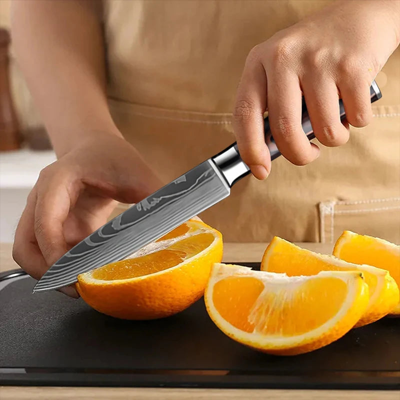 Kitchen Knife Boning Butcher Knife Damascus Pattern Stanless Steel Japanese Santoku Knife Cleaver Slicing Utility Knife