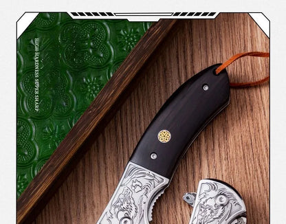 A Damascus folding blacksmith Legendary Assassin outdoor folding knife camping mountaineering fishing portable collector fruit k