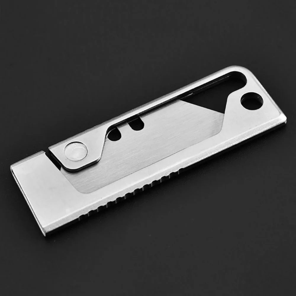 Stainless Steel 3Cr13 Sliding Blade Utility Knife EDC Keychain Mini Box Cutter Replaceable Blade Small Folding Pocket Knife