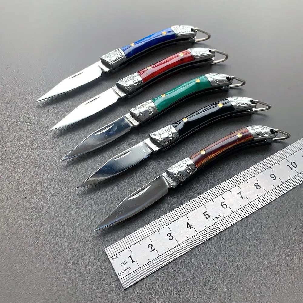 Stainless Steel Mini Folding Knife Mirror Light Sharp Blade Outdoor Camping Survival EDC Knife Keychain Hand Tools with Key Ring