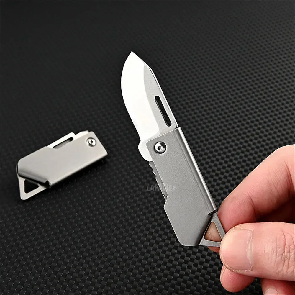 Stainless Steel Mini Pocket Folding Knife Sharp Unpack Delivery Knife Key Chain Pendant Hand Tool Portable Outdoor Knife