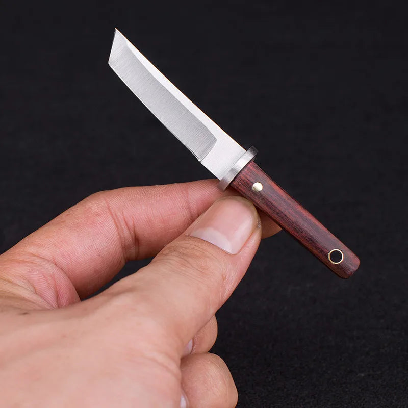 Stainless Steel Outdoor Mini Camping Knife Fixed Blade Wooden Handle Small Pocket Knives EDC Unpacking Tool For Survival