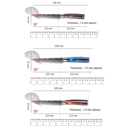 Stainless Steel Steak Knife Damascus pattern Japanese Knives Kitchen Chef Knife Meat Cleaver Slicing Kitchen Cooking Knife