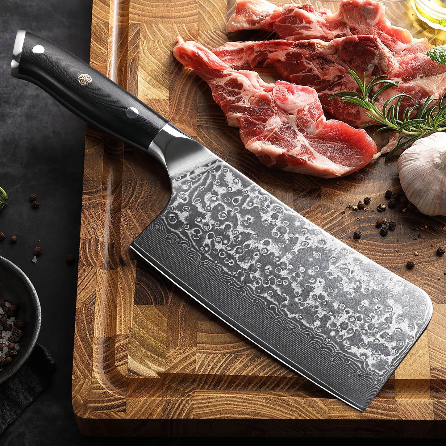 7" Bone Chopper Knife 67 Layers Japanese SKD11 Damascus Steel Sharp Kitchen Cleaver Boning Cutting Meat Knife G10 Handle