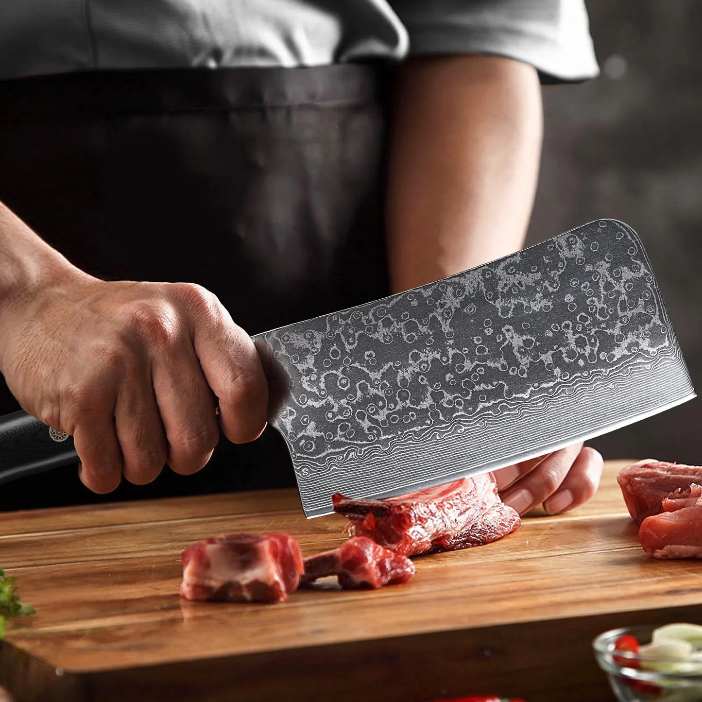 7" Bone Chopper Knife 67 Layers Japanese SKD11 Damascus Steel Sharp Kitchen Cleaver Boning Cutting Meat Knife G10 Handle