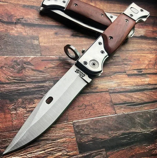 Tactical AK47 Flipper Folding Knife 440C Blade Wooden Handle Military Outdoor Hunting Camping Knives Pocket EDC Hand Tool