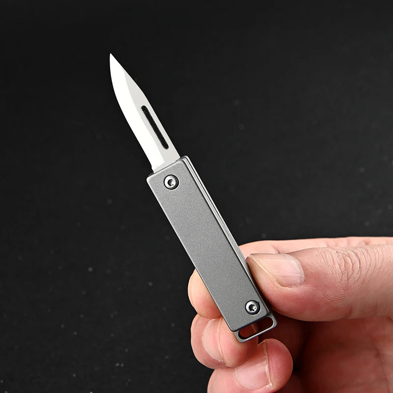 Titanium Alloy Mini Folding Knife High Hardness D2 Steel Sharp Knife With Keychain Pendant Disassembly Express Open Box EDC Tool