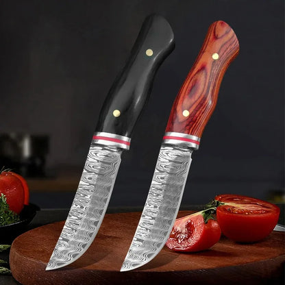 Utility Knife Cleaver Meat Slicing Knife Damascus Laser Pattern Stainless Steel Kitchen Knife Wooden Handle Chef Butcher Knife