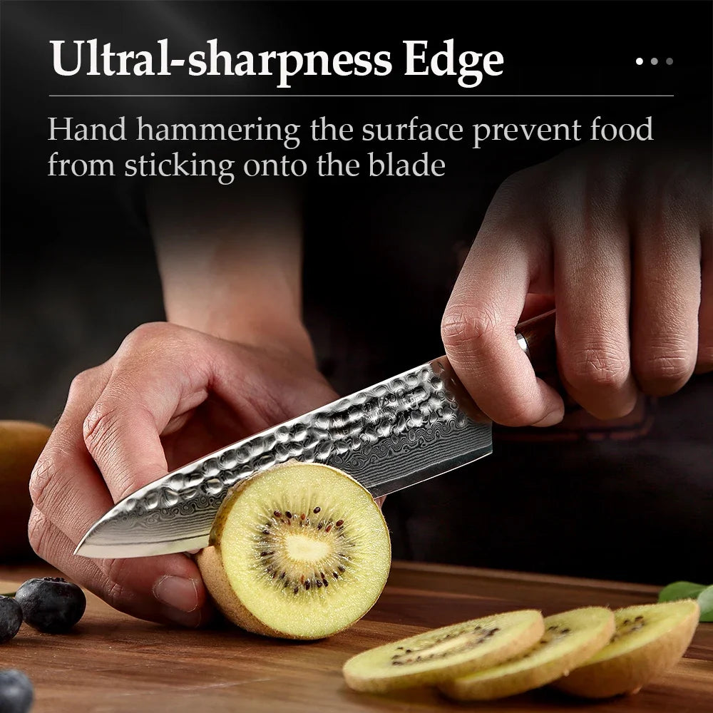 Utility Knife Damascus Steel Kitchen Knife Stainless Steel Chef Cleaver Peeler Fruit Meat Cleaver Knife