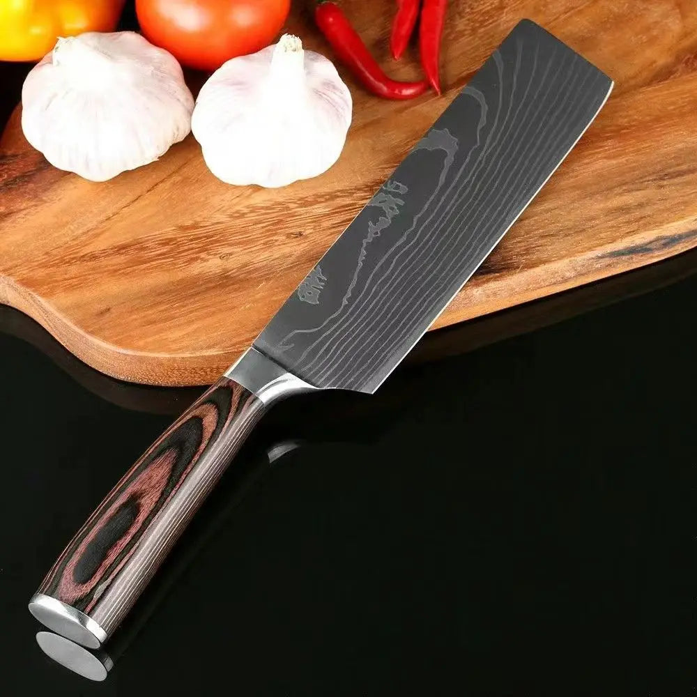 "Damascus"Utility Knife Damascus Steel Kitchen Knife Stainless Steel Chef Cleaver Peeler Fruit Meat Cleaver Knife