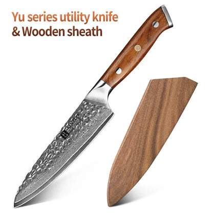 Utility Knife Damascus Steel Kitchen Knife Stainless Steel Chef Cleaver Peeler Fruit Meat Cleaver Knife