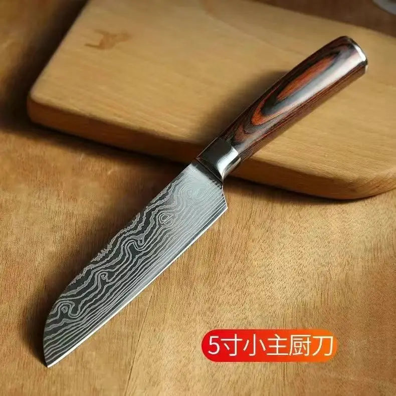 "Damascus"Utility Knife Damascus Steel Kitchen Knife Stainless Steel Chef Cleaver Peeler Fruit Meat Cleaver Knife