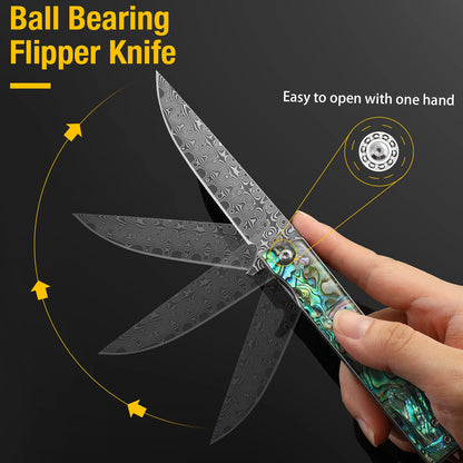 Vg10 Damascus Steel Folding Knife Pocket Knife Hunting Tactical Survival EDC Knife For Men Women Outdoor Fishing Camping