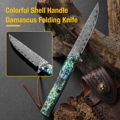 Vg10 Damascus Steel Folding Knife Pocket Knife Hunting Tactical Survival EDC Knife For Men Women Outdoor Fishing Camping