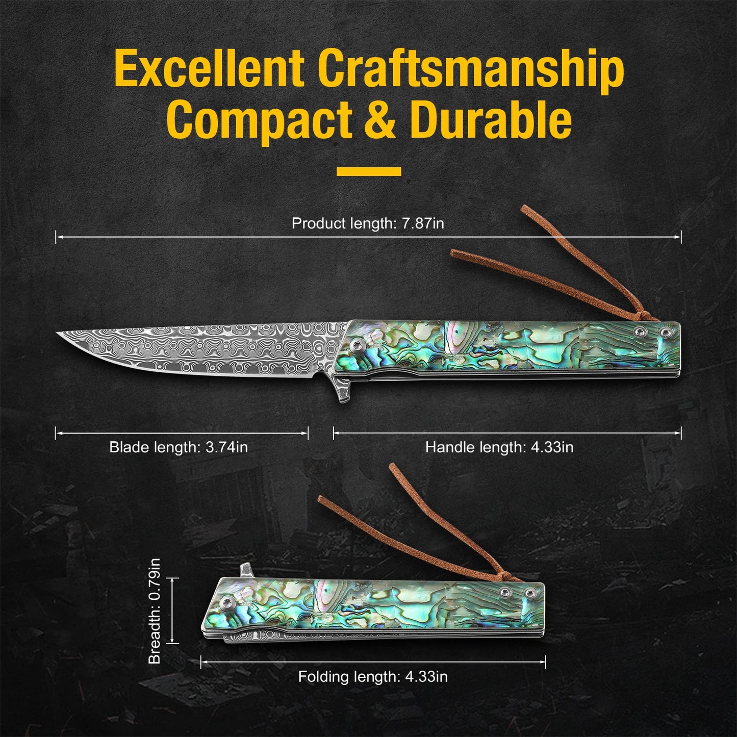 Vg10 Damascus Steel Folding Knife Pocket Knife Hunting Tactical Survival EDC Knife For Men Women Outdoor Fishing Camping