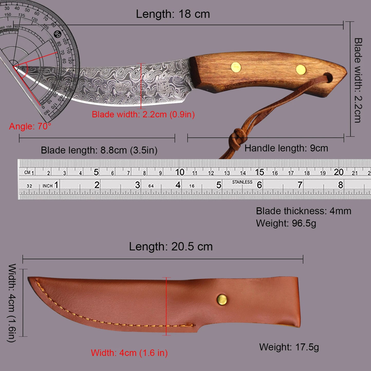 420 steel Outdoor full Tang straight knife + sheath, jungle camping knife, hunting knife, EDC knife