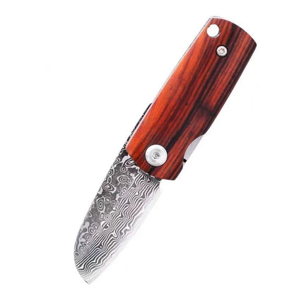 Xiaopangdun Damascus Steel Knife Mini Outdoor Handmade Folding Knife Collection Knife Express Knife Survival Folding Knife