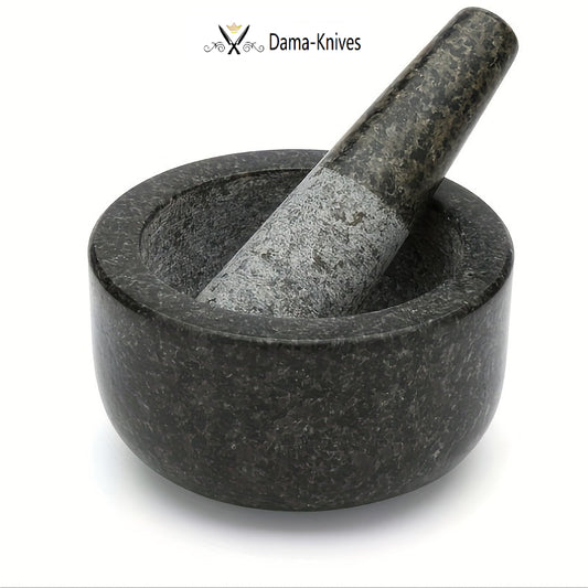 Mortar And Pestle, Polished Granite Mortar And Pestle For Grinding Herbal Crusher, Making Avocado Sauce, Salsa, Pepper, And Crusher, Kitchen Supplies，kitchen ware