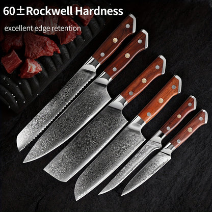 "Damascus" Steel Kitchen Knife, Knife Bwith Acidwood Handle, Kitchen Knife, Damascus Multipurpose Knife, Chef's Knife, Boning Knife, Santoku Knife, Bread Knife, Kitchen Accessories, Kitchen Supplies