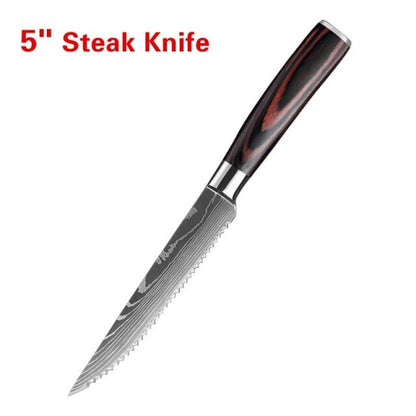 Damascus Laser Grain Steak Knife Carving Knife Slicing Knife Dining Kitchen Knife Kitchen Cooking Tool พร้อมส่งส่งจากร้าน Malcolm Store กรุงเทพฯ