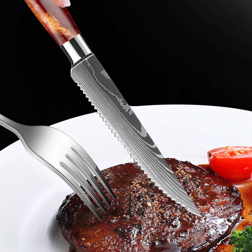 Damascus Laser Grain Steak Knife Carving Knife Slicing Knife Dining Kitchen Knife Kitchen Cooking Tool พร้อมส่งส่งจากร้าน Malcolm Store กรุงเทพฯ