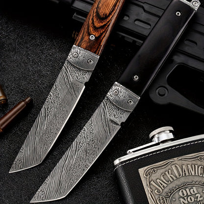 1pc Damascus Pattern Outdoor Straight Knife For Cutting And Paring