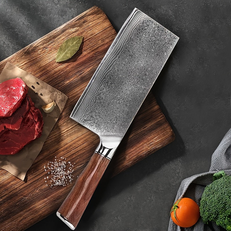 1pc, Cleaver Knife, Meat Butcher Knife, Bone Chopping Knife, Damascus Kitchen Knife, Household Meat Cleaver Knife, Kitchen Knife, Special Chef Knife, Kitchen Stuff, Kitchen Gadgets