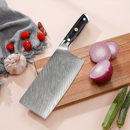 Chinese Chef Knife - 7 inches Japanese VG10 Steel Core Forged Damascus BladeVegetable Cleaver Knife, Resin Handle, Heavy Duty Blade for Home Kitchen and Restaurant