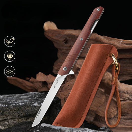 Seiko Sourwood Handle Folding Knife, Outdoor Cutting Knife,  Knife Self Defense,Fruit Knife,Camping Knife, Hand Tool Set