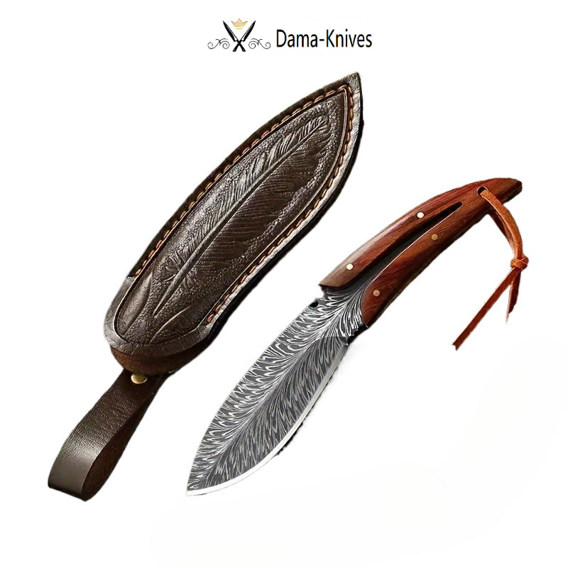 Damascus Pattern Forged Meat Knife, High Hardness Fruit Knife Pocket Knife, Suitable For Outdoor Camping Hunting