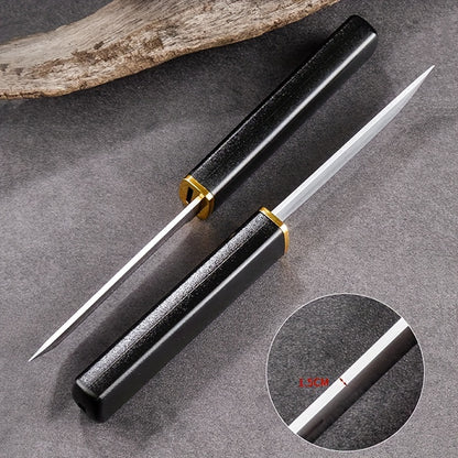 2pcs/set, Knife, Mini Katana Knife, Tanto Fixed Blade Knife, Comfortable Handle Japanese Sword Letter Opener For Display Collection Gift, Plastic Handle Stainless Steel Fruit Knife, Boning Knife, Meat Cleaver Butcher Chopping Cutter, Kitchen Stuff