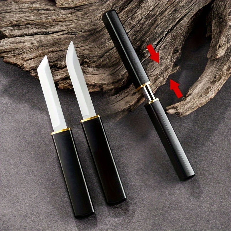 2pcs/set, Knife, Mini Katana Knife, Tanto Fixed Blade Knife, Comfortable Handle Japanese Sword Letter Opener For Display Collection Gift, Plastic Handle Stainless Steel Fruit Knife, Boning Knife, Meat Cleaver Butcher Chopping Cutter, Kitchen Stuff